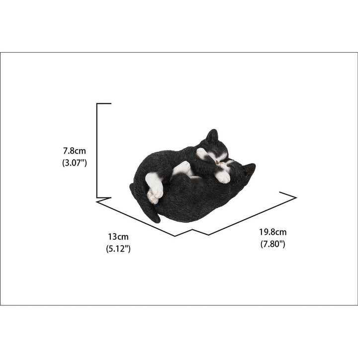 Sleeping Couple Cats Black and White Ultra Realistic Garden Statue Multi Color - Diamond Home USA