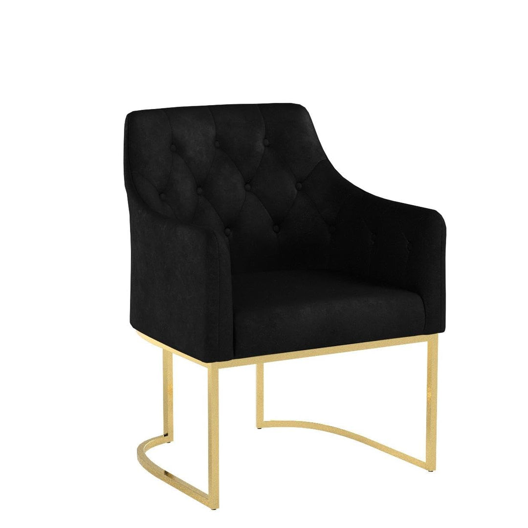 Christopher Knight Home Fern Modern Tufted Glam Accent Chair with Velvet Black, Gold - Diamond Home USA