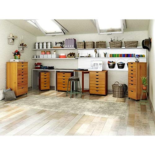 Solid Wood 6 Plus 2 Drawer Roll Cart - Diamond Home USA