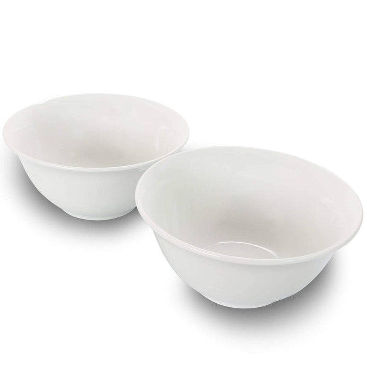 2 Piece 7.5 Inch Ceramic All-Purpose Round Bowl Set in White Solid Traditional