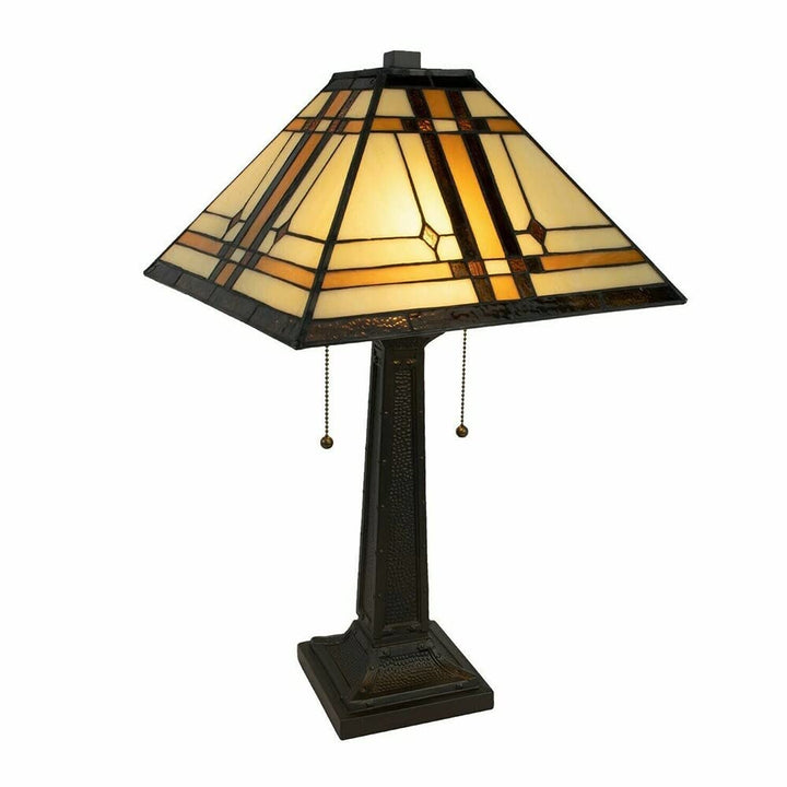 Glass Egyptian Style Metal Table Lamp Vintage Lighting 14" X 24" Brown Modern - Diamond Home USA