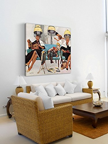 Marmont Hill Vintage-Americana 'Cowboy Asleep in Beauty Salon' Canvas Wall Art 24 x 24 - Diamond Home USA