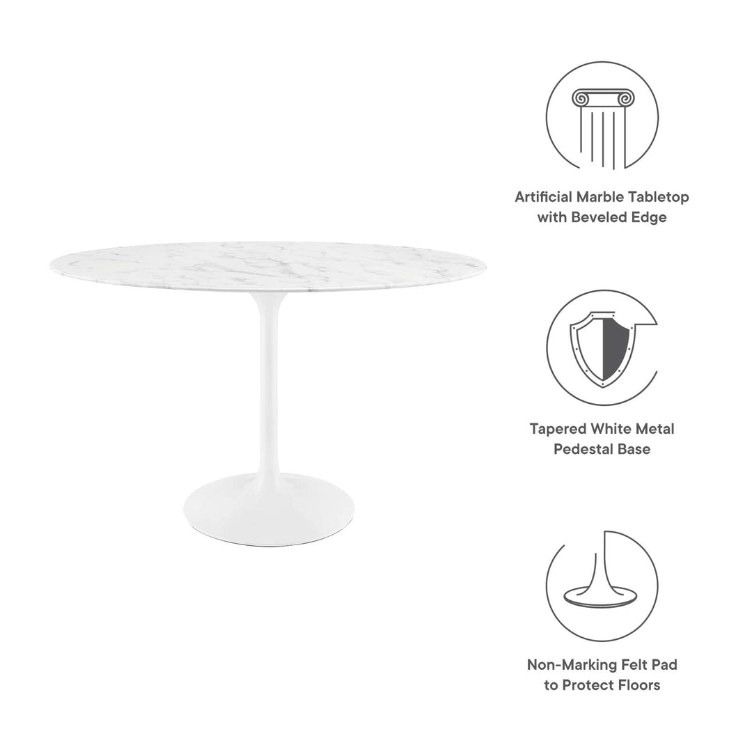 Modway Lippa 48" Oval-Shaped Mid-Century Modern Dining Table with Artificial - Diamond Home USA
