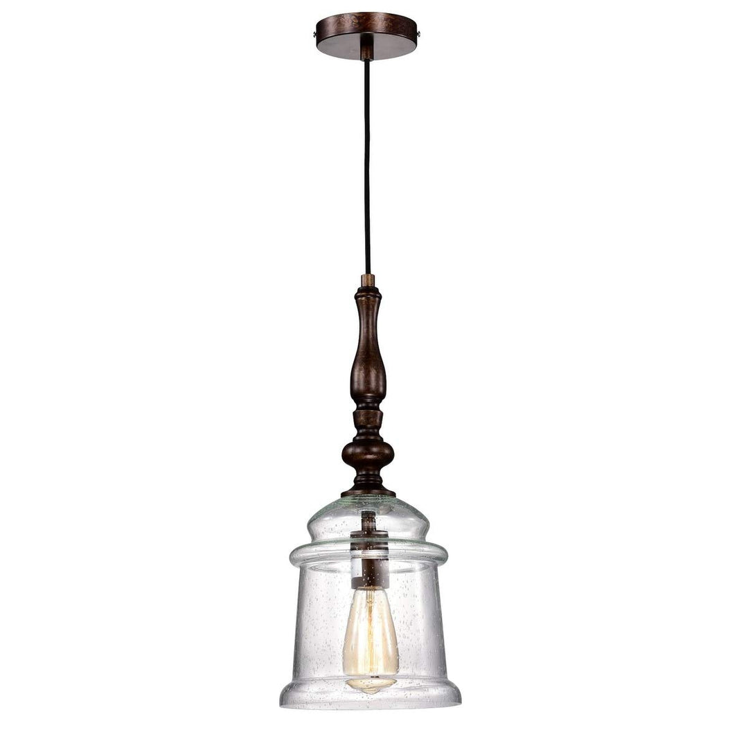Oil Rubbed Bronze 1-Light with Glass Bell Jar Shade Farmhouse Metal Dimmable - Diamond Home USA