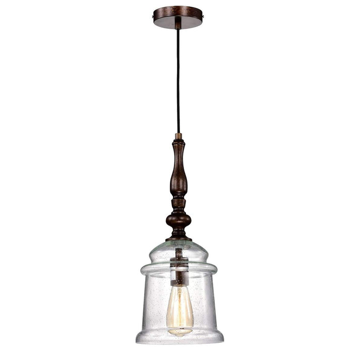 Oil Rubbed Bronze 1-Light with Glass Bell Jar Shade Farmhouse Metal Dimmable - Diamond Home USA