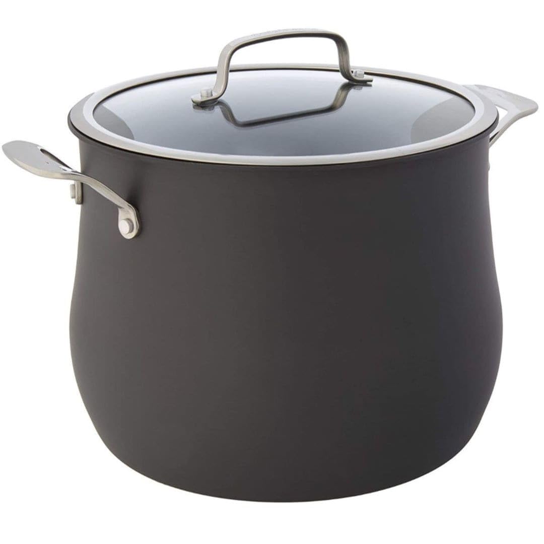 Contour Hard Anodized Stockpot With Cover 12 Qt. Black