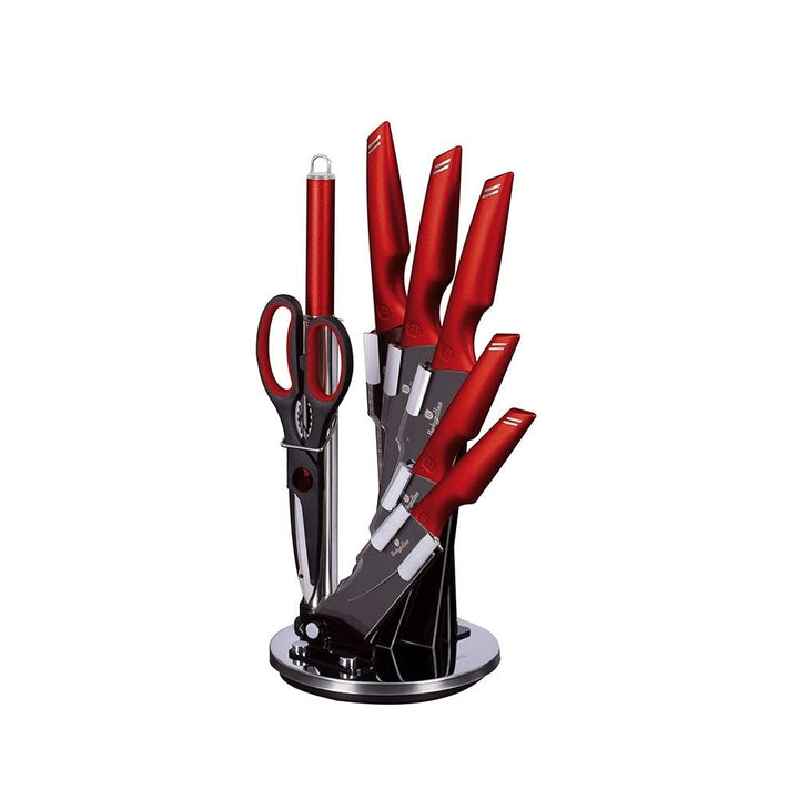8-piece Knife Set W/Acrylic Stand Burgundy Stainless Steel 8 Piece Dishwasher