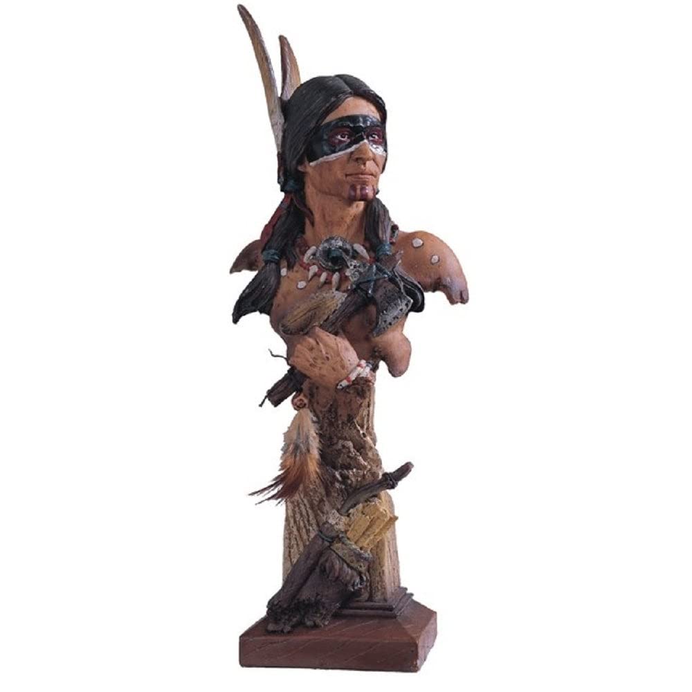 14" h Indian Warrior Bust with Statue Native American Decoration Figurine