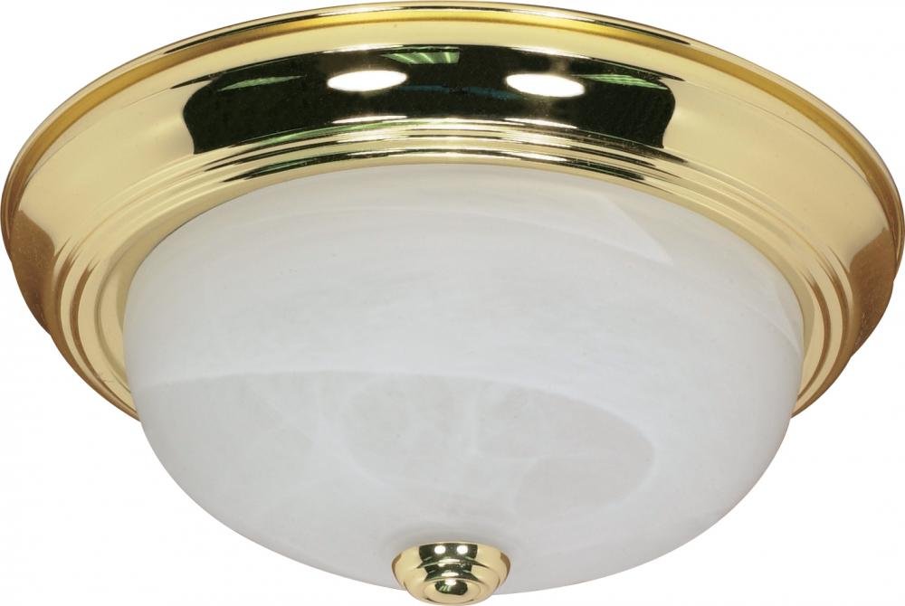 NUVO 60/214 Flush Mounted Dome Light Fixture 13" Polished Brass/Alabaster Glass