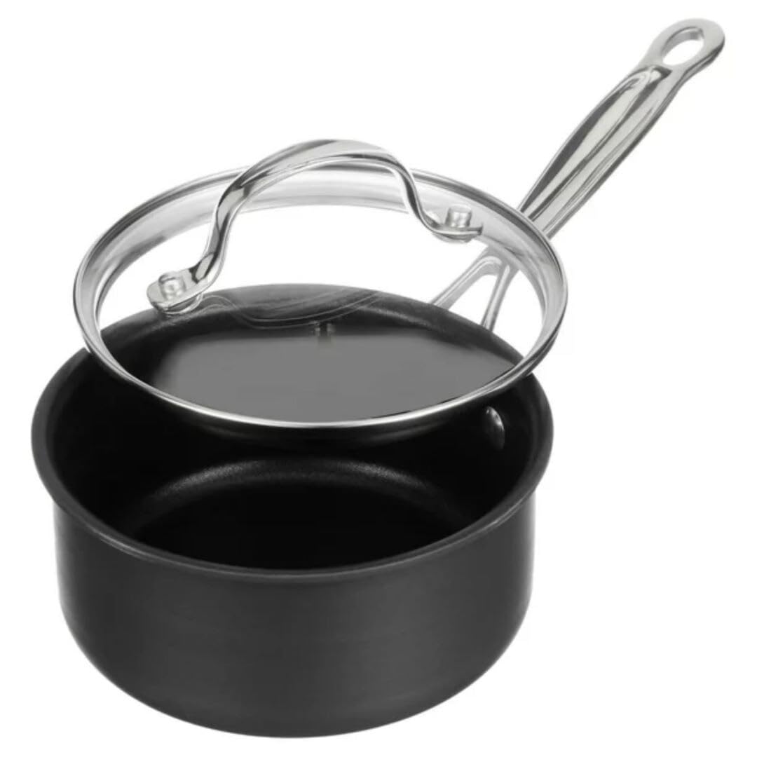 Classic Hard Anodized Non-stick 1-quart Saucepan With Cover Black - Diamond Home USA