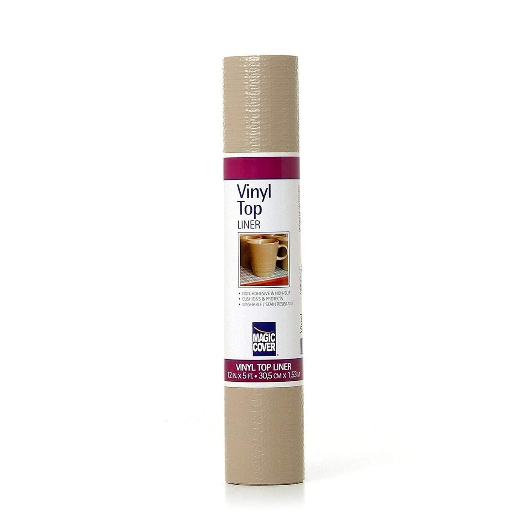 Magic Cover Vinyl Top Non-Adhesive Shelf Liner 12-inch 5-feet Taupe Pack of 6