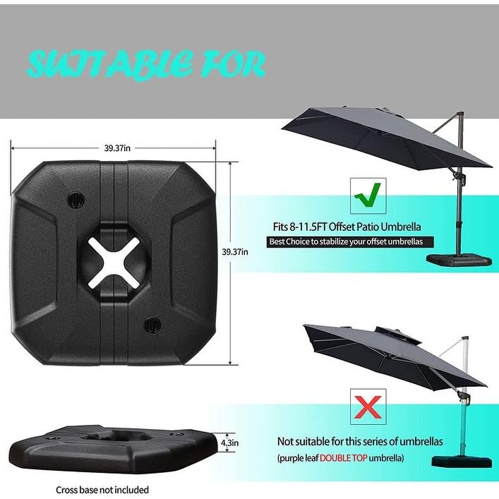 Purple Leaf Umbrella Base 39.37in Black Square Plastic - Diamond Home USA