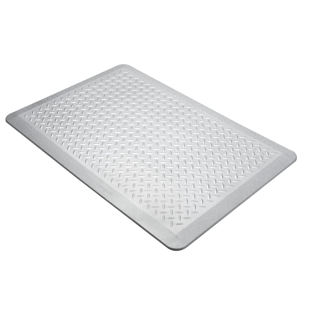 Anti-Fatigue Floor Mat Tread Plate Pattern 24"x36"x2/3 24"x36" Silver - Diamond Home USA