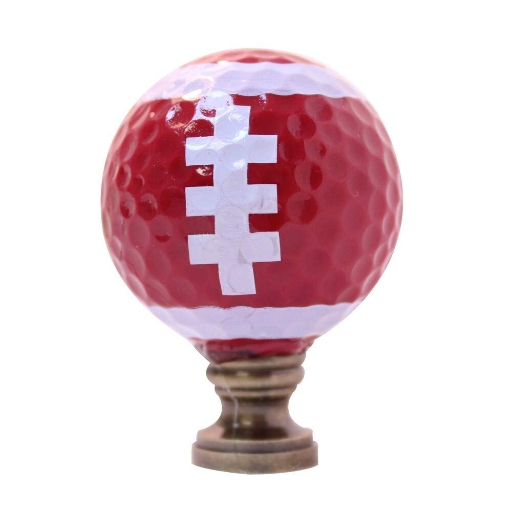 Football Lamp Finial Brown with White Laces 2.25" h Gold Metal Glossy