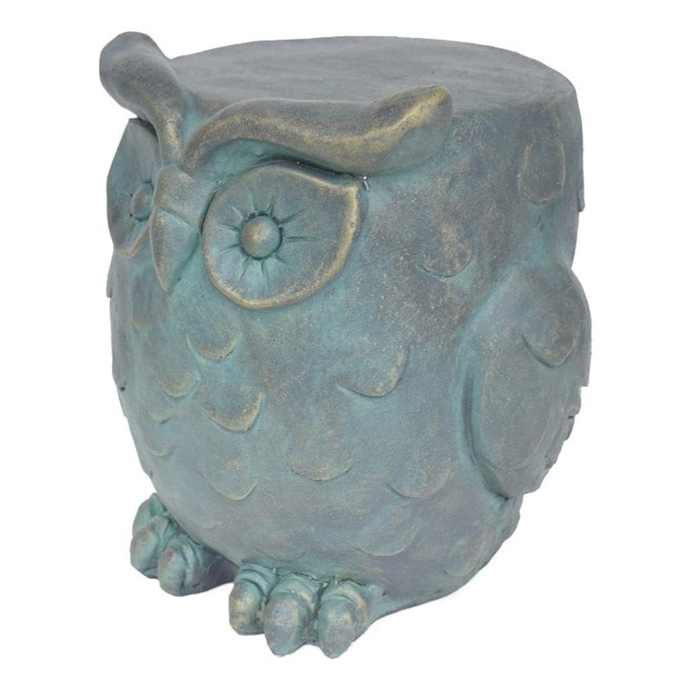 Noble House Pratchett Outdoor 12.5" Stone Garden Stool in Copper Patina Green