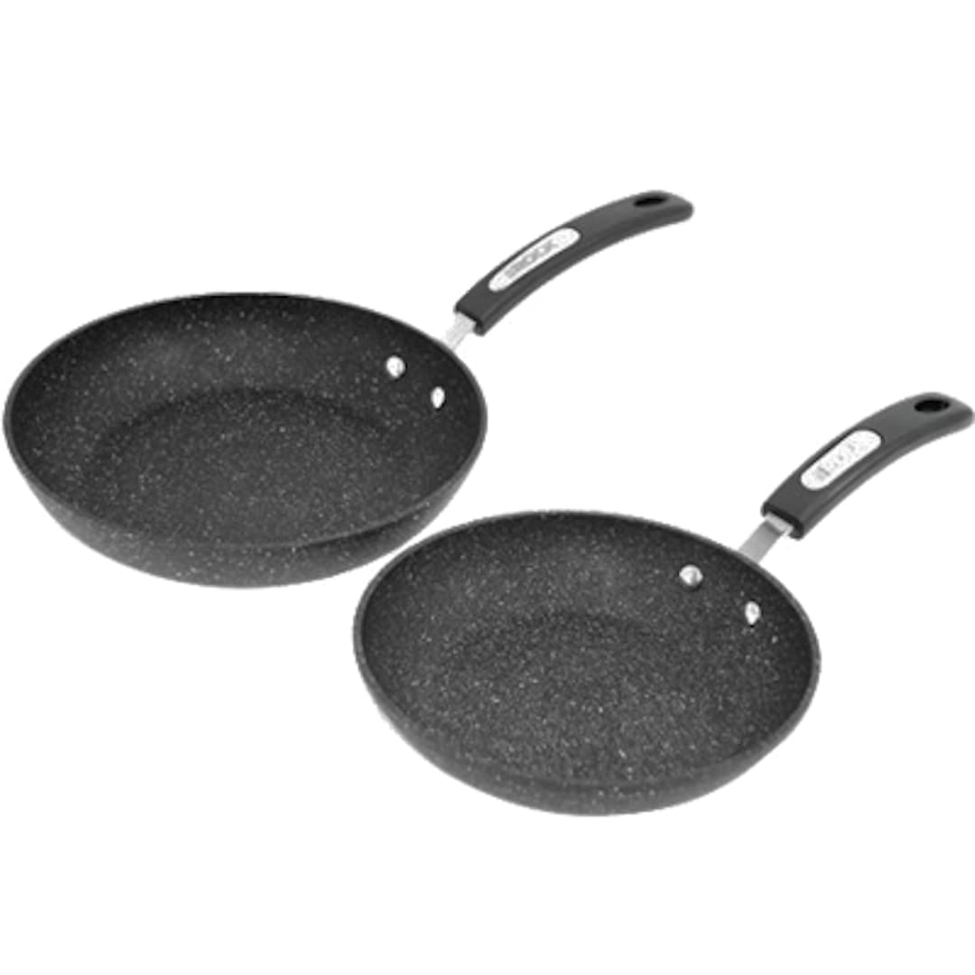 Starfrit Set of 2 Fry Pans 9.5" and 8" with Bakelite Handles Black