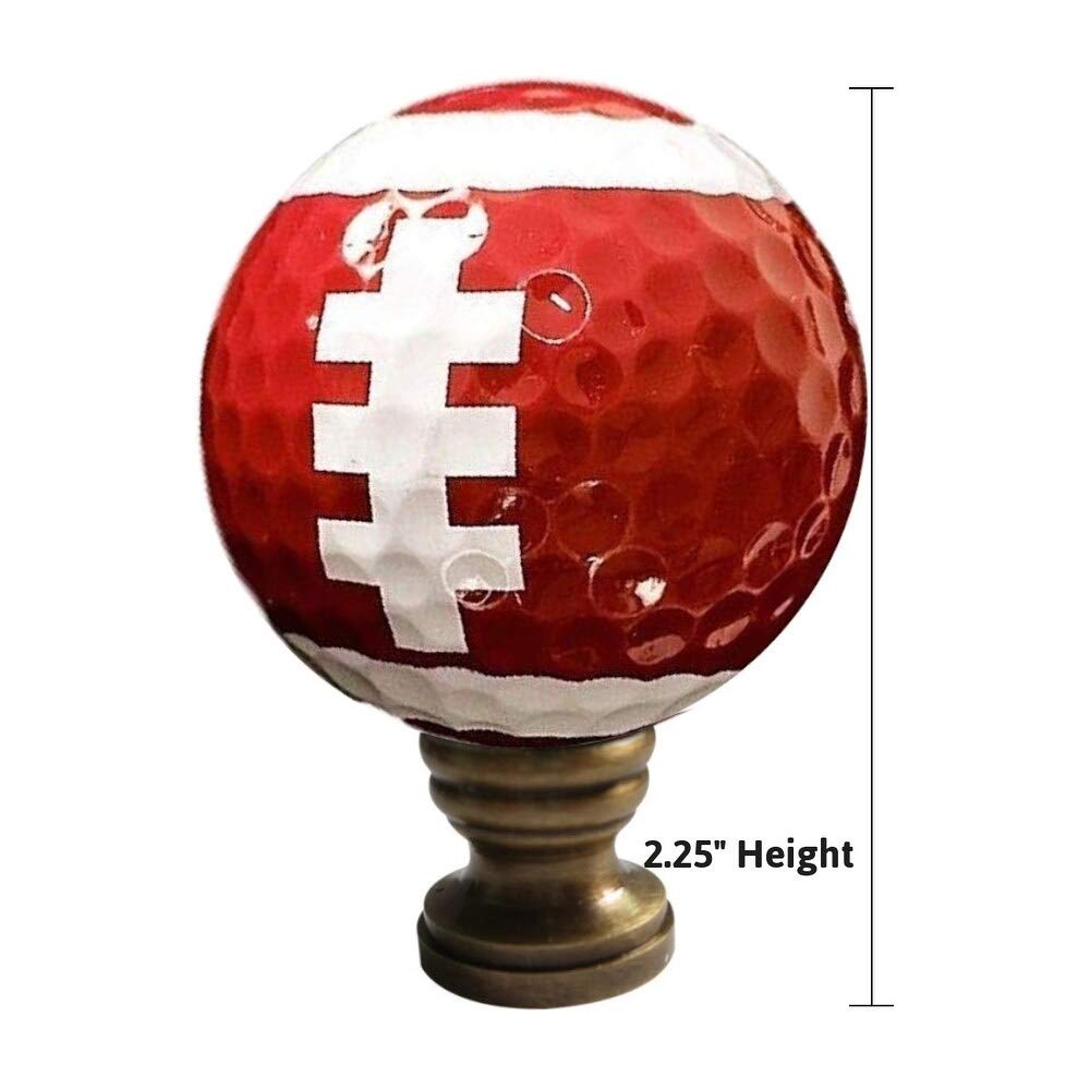 Football Lamp Finial Brown with White Laces 2.25" h Gold Metal Glossy - Diamond Home USA