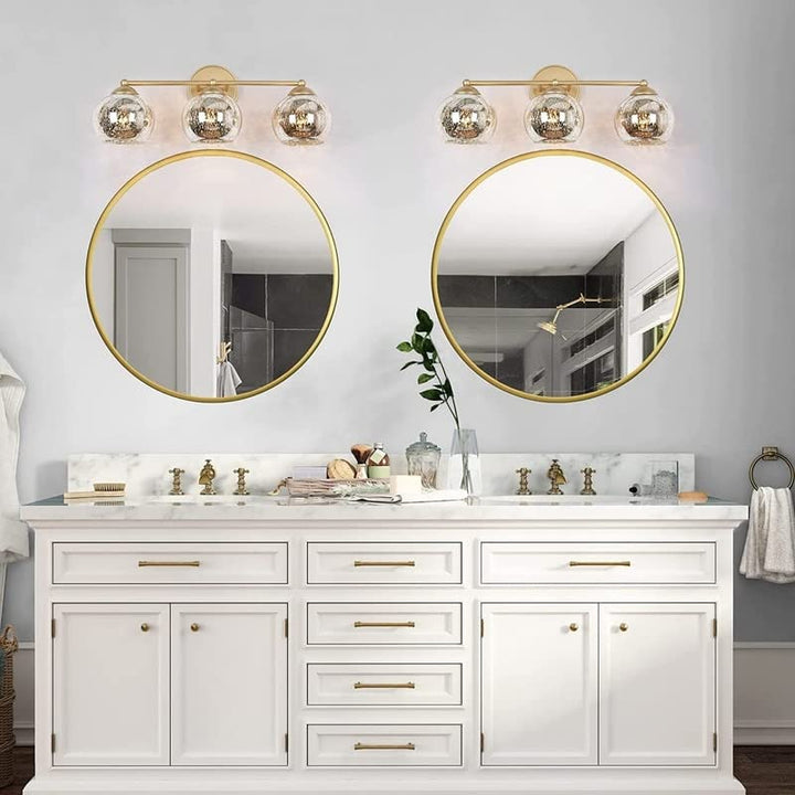Modern Gold 3-light Linear Bathroom Vanity Lights with Mercury Glass 21" L X - Diamond Home USA