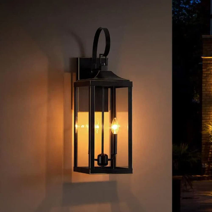 2 Light Outdoor Wall Lantern in Matte Black Finish 25" h X 8" w 9.2" d Black - Diamond Home USA