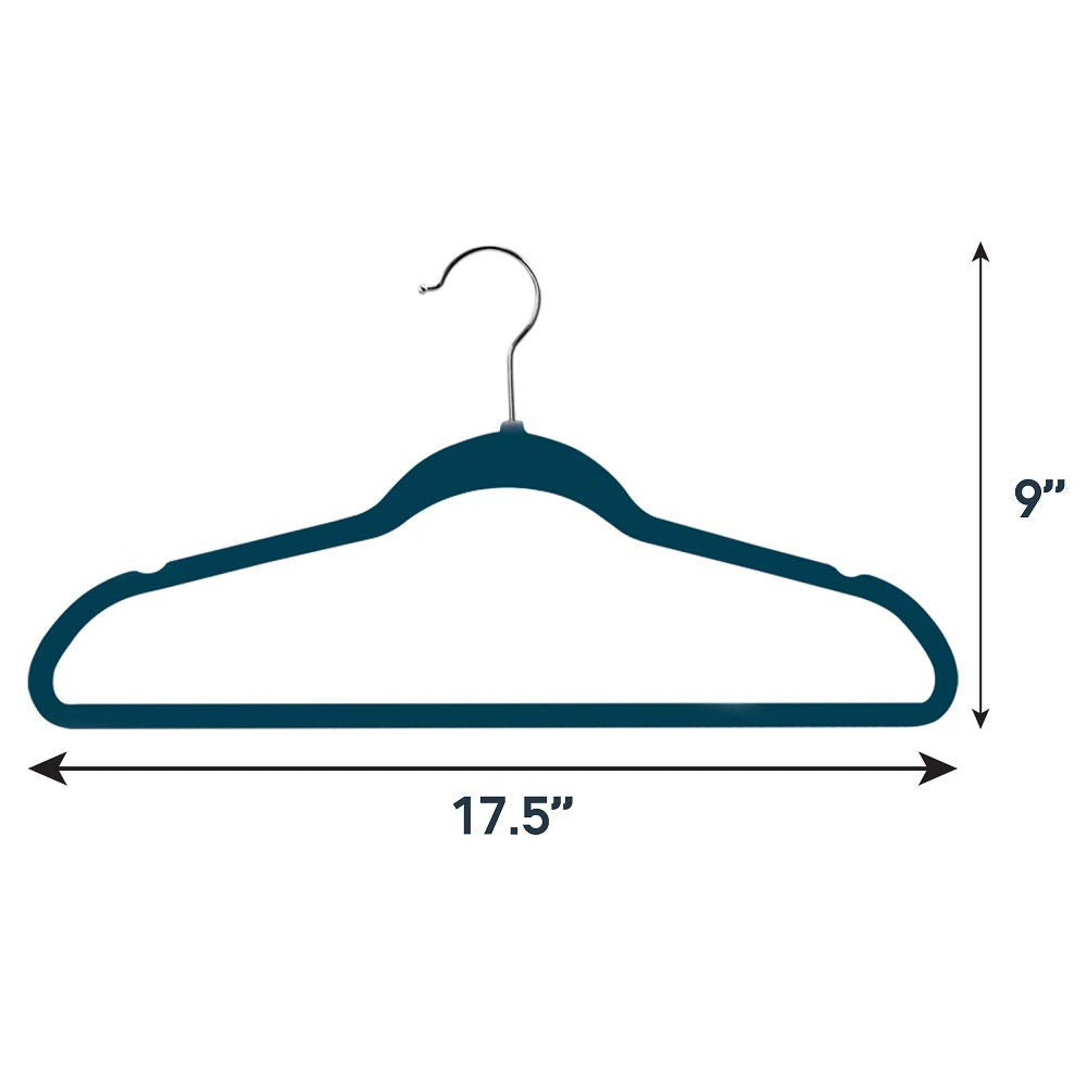 Elama 100 Piece Set of Velvet Slim Profile Heavy Duty Felt Hangers with - Diamond Home USA