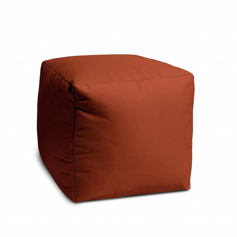 17" Cool Dark Amber Rust Solid Color Indoor Outdoor Pouf Cover Orange Modern - Diamond Home USA
