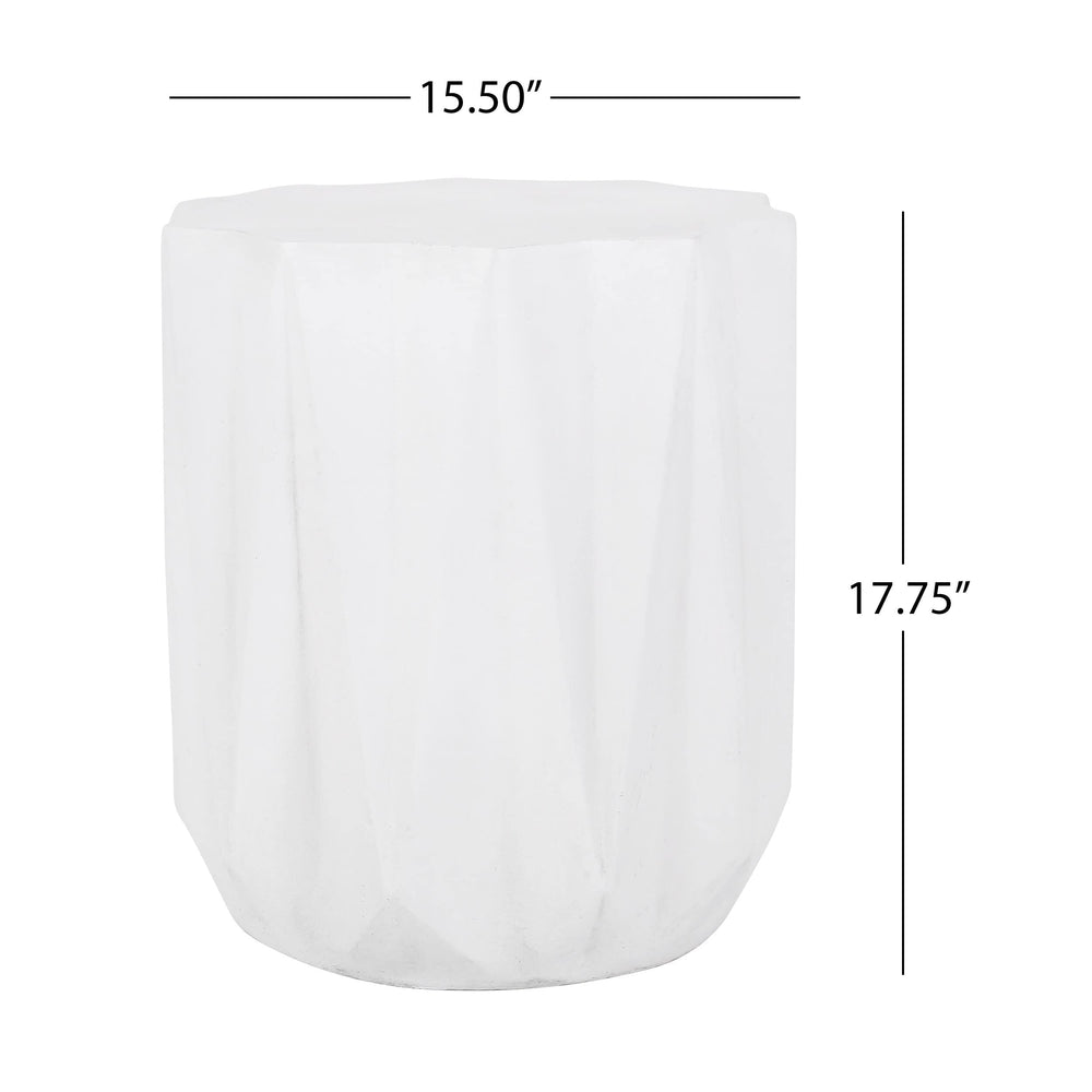 Outdoor Lightweight Concrete Side Table White Modern Contemporary Round - Diamond Home USA