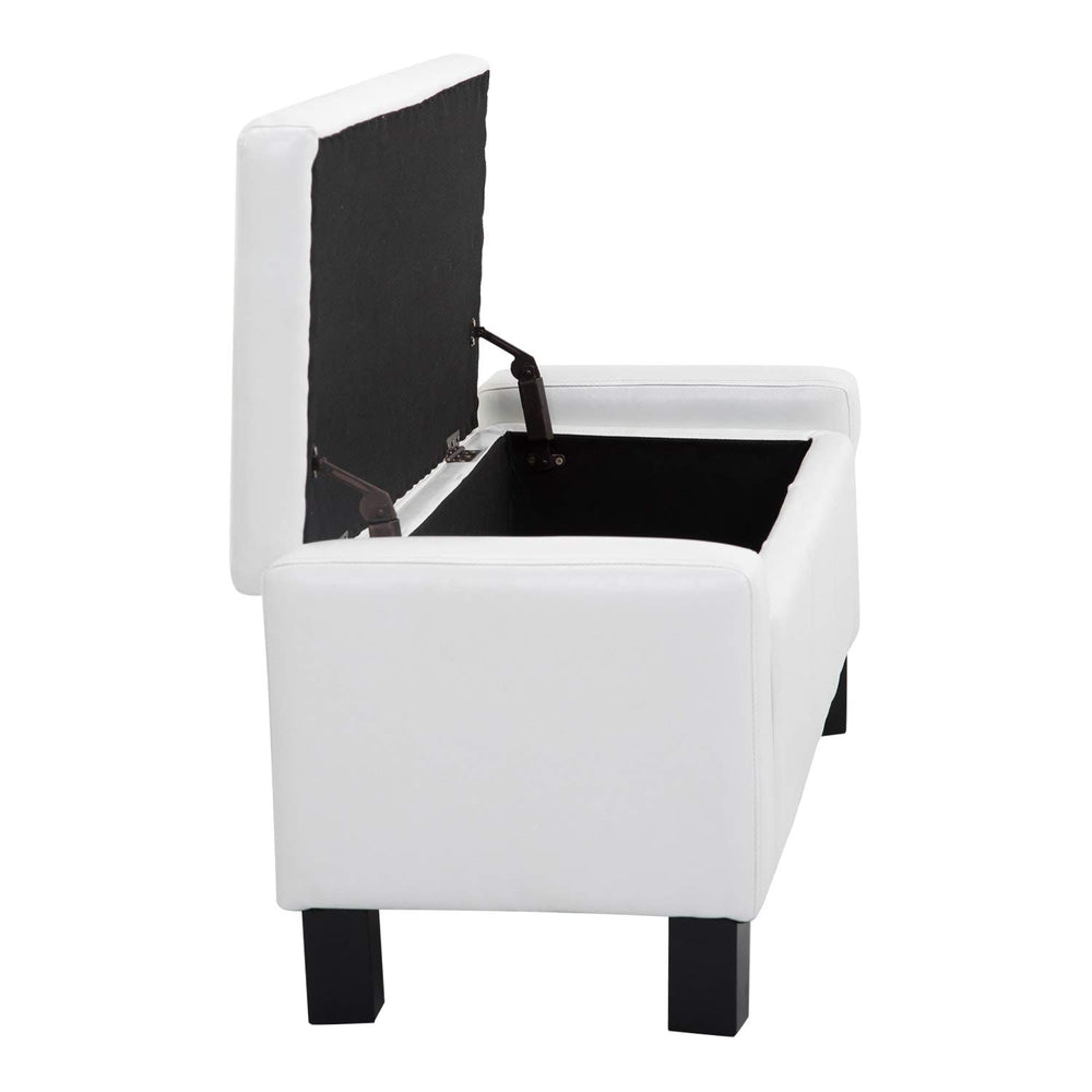 43-inch White Faux Leather Ottoman Storage Bench Modern Contemporary Solid - Diamond Home USA