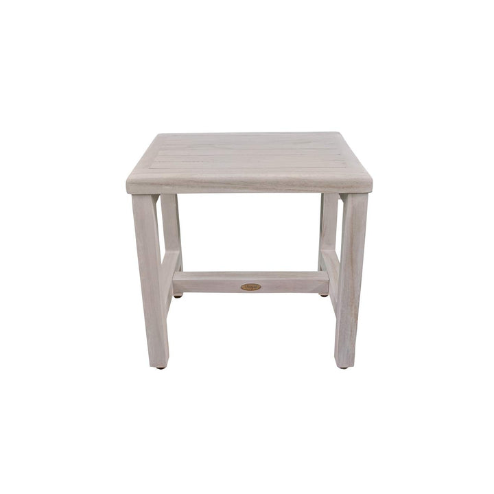 18" Teak Shower Bench Coastal Driftwood Finish White Nautical Single Piece