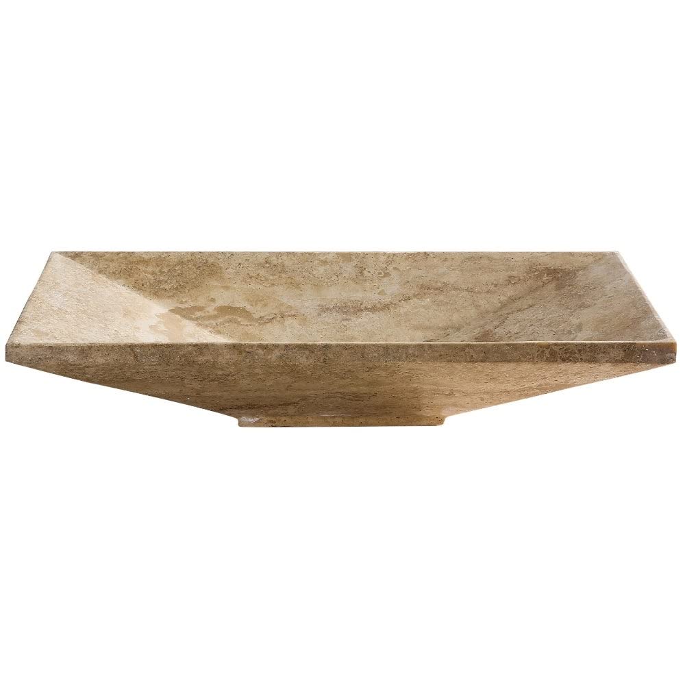 Interlaken' Metallic Silver Vessel Sink Beige Rectangle Stone Natural Finish - Diamond Home USA