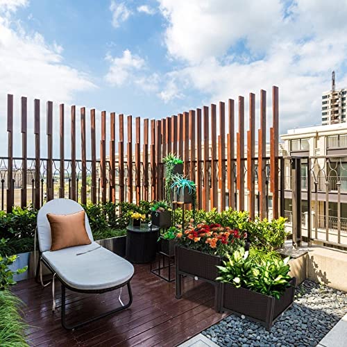 Set of 2 Brown Indoor Outdoor Plastic Raised Garden Planters Box Square Drainage - Diamond Home USA