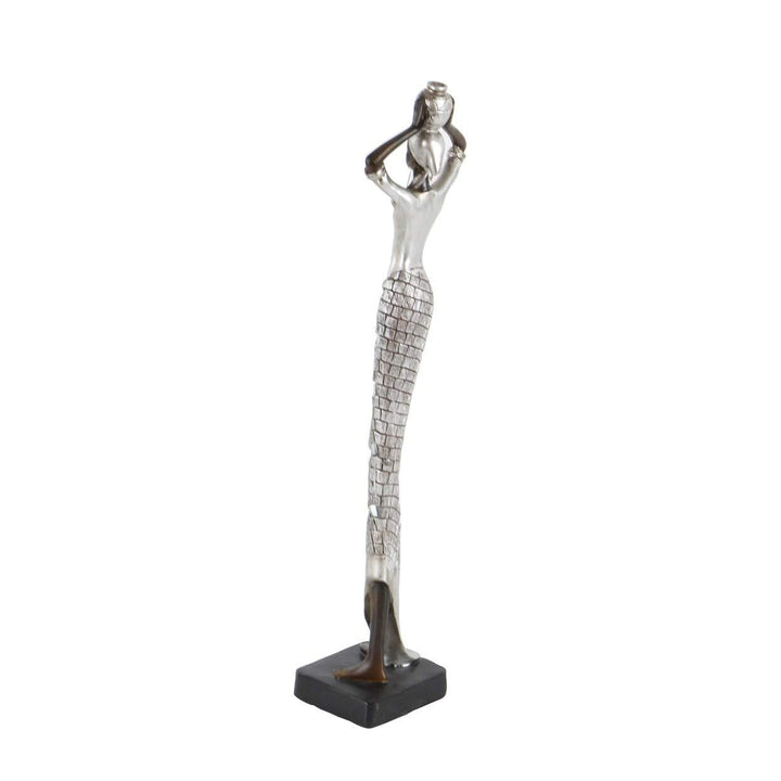 Black and Silver African Woman Statue Resin - Diamond Home USA