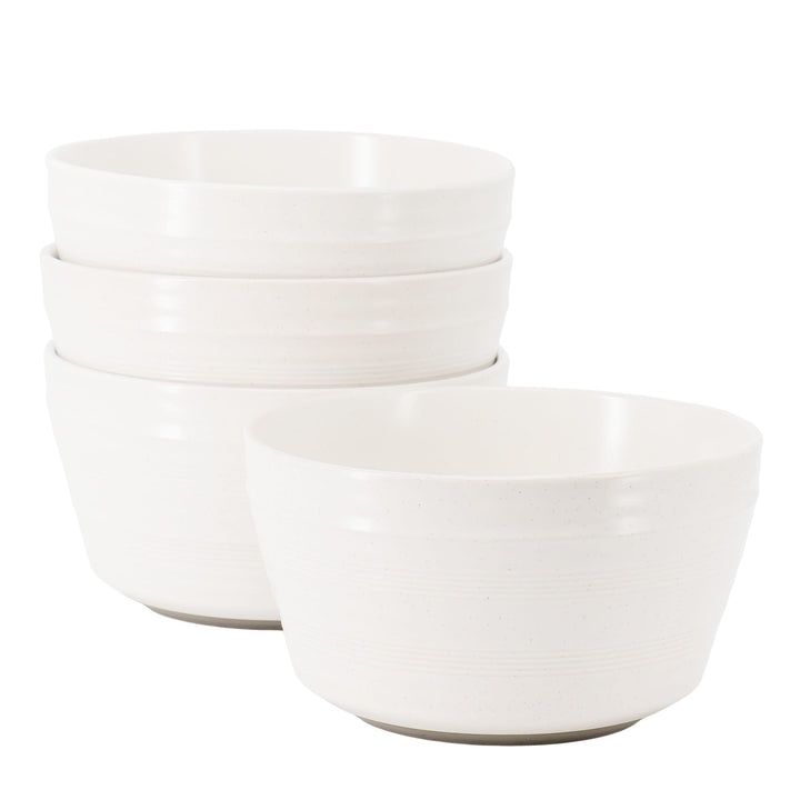 Bee and Willow 4 Piece 6 Inch Stoneware Bowl Set in White Speckle Solid Casual
