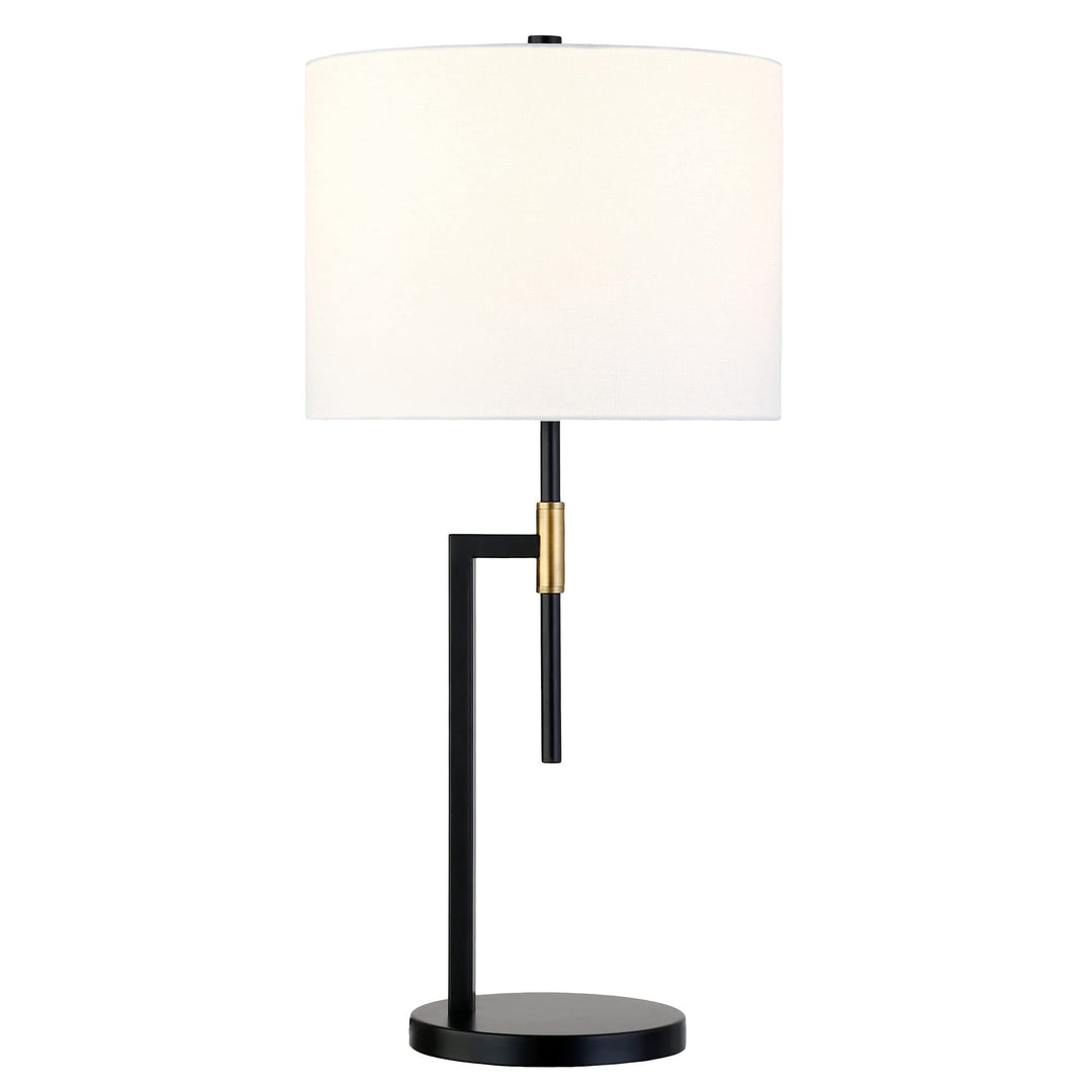 25" Tall Table Lamp with Fabric Shade Black Gold Mid-Century Modern Brass - Diamond Home USA