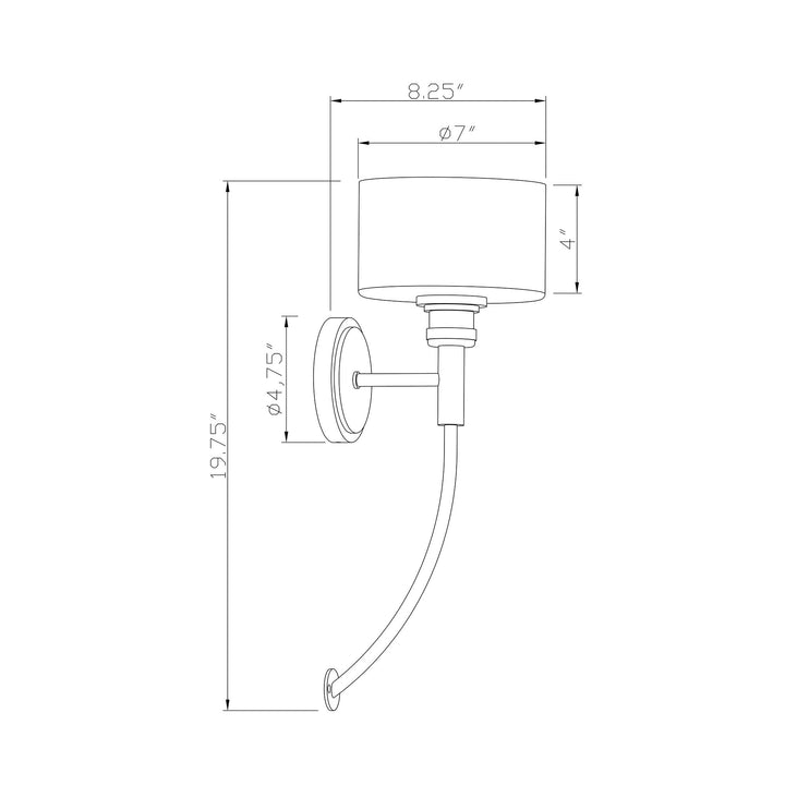 Zane - 1 Light Wall Sconce in Transitional Style-19.75 Tall and 7