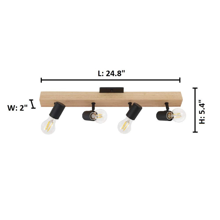 EGLO 98114A Kingswood Track Lighting Wood and Black Finish 5.40x2.00x24.80 - Diamond Home USA