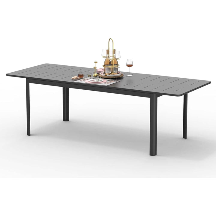 Patio Dining Extendable Table Metal Outdoor for 6-8 Person Rectangular Porch