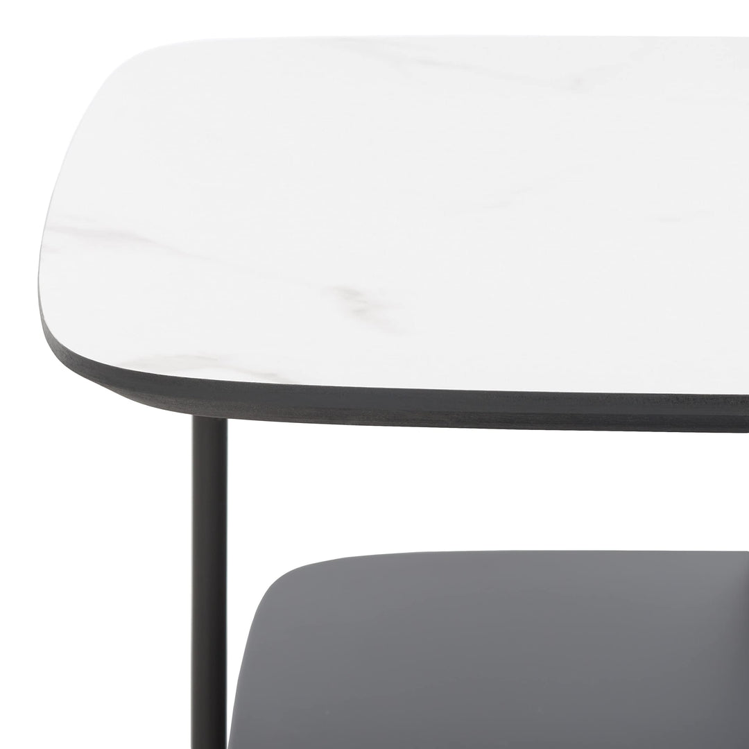 Modern 2-Tier Square Coffee Table 30 in. W X D 15 H Black White Contemporary - Diamond Home USA