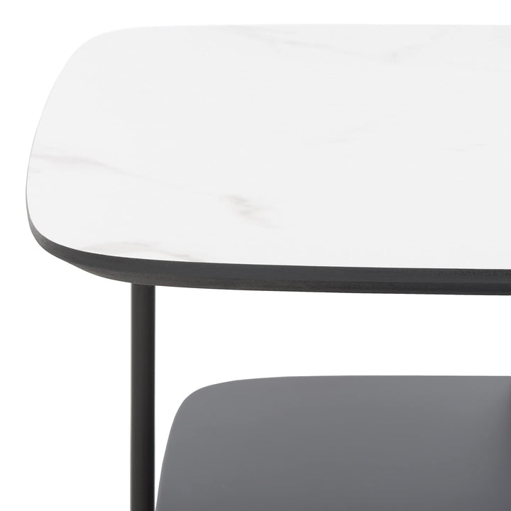 Modern 2-Tier Square Coffee Table 30 in. W X D 15 H Black White Contemporary - Diamond Home USA