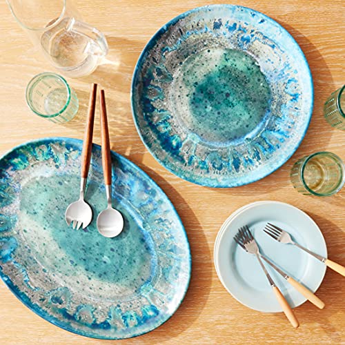 Certified International Radiance Teal 2-Piece Melamine Platter Set Multicolored - Diamond Home USA