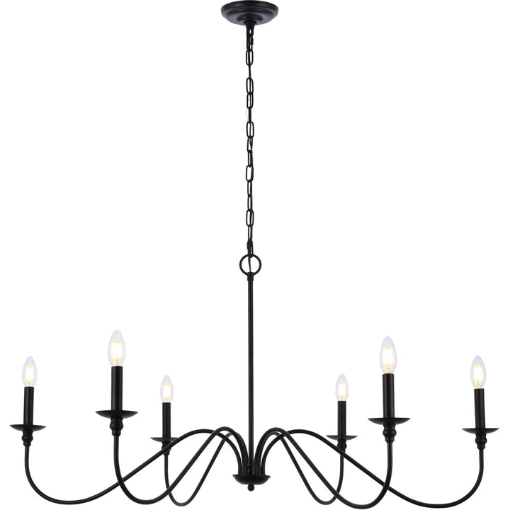 Elegant Furniture & Lighting Rohan Collection 6-Light Chandelier 42" W x 22" H - Matte Black