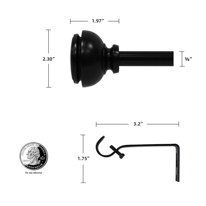 Adjustable Single Curtain Rod 48" To 84"-black Black Metal Powder Coated Length - Diamond Home USA