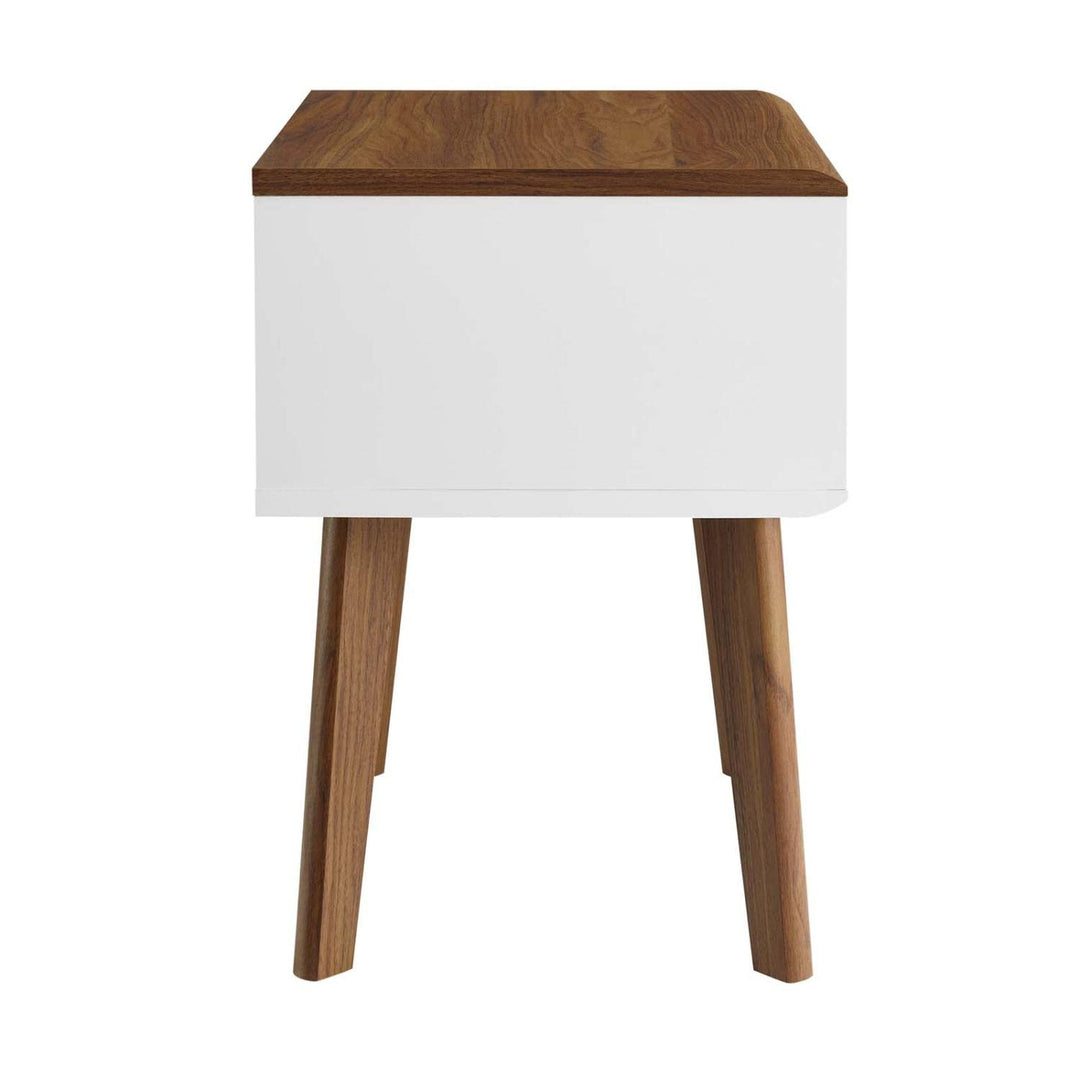 Modway Render Mid-Century Modern End Table or Nightstand in Walnut White 15 x 19 - Diamond Home USA