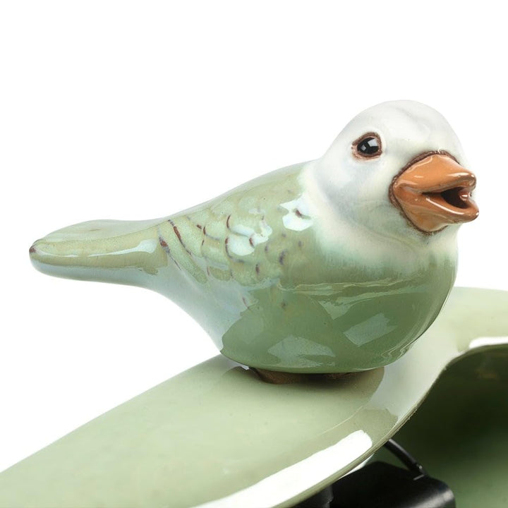 Ceramic Bird Solar Fountain- Light Green Traditional - Diamond Home USA