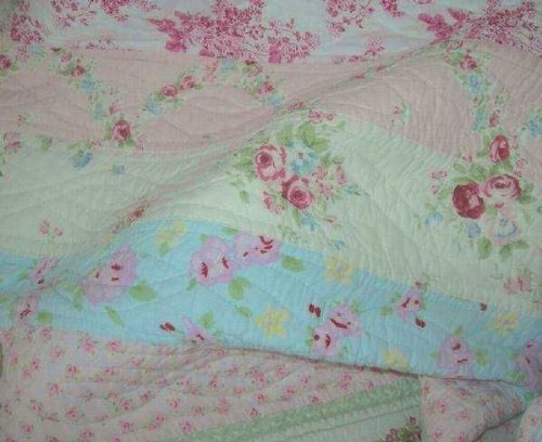 2 Piece Quilt & Sham Set Shabby Patchwork Vintage Chic