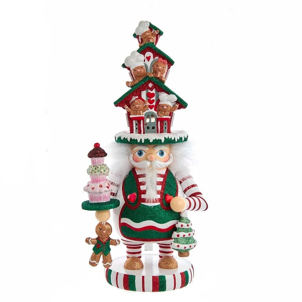 15-inch Hollywood Battery-Operated Led Gingerbread House Hat Nutcracker Multi - Diamond Home USA