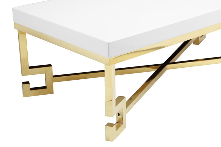Sophia Coffee Table in Gold and White Lacquer - Diamond Home USA
