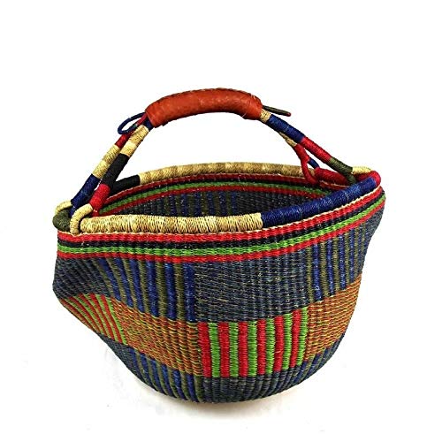 Handmade Large Market Basket Mixed Colors Brown Organic - Diamond Home USA