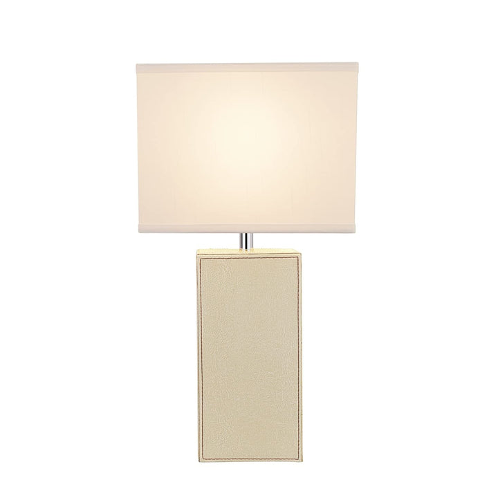 21-1/4" High Ivory Leather Table Lamp and Hardback Rectangular Shaped Lamp Shade - Diamond Home USA