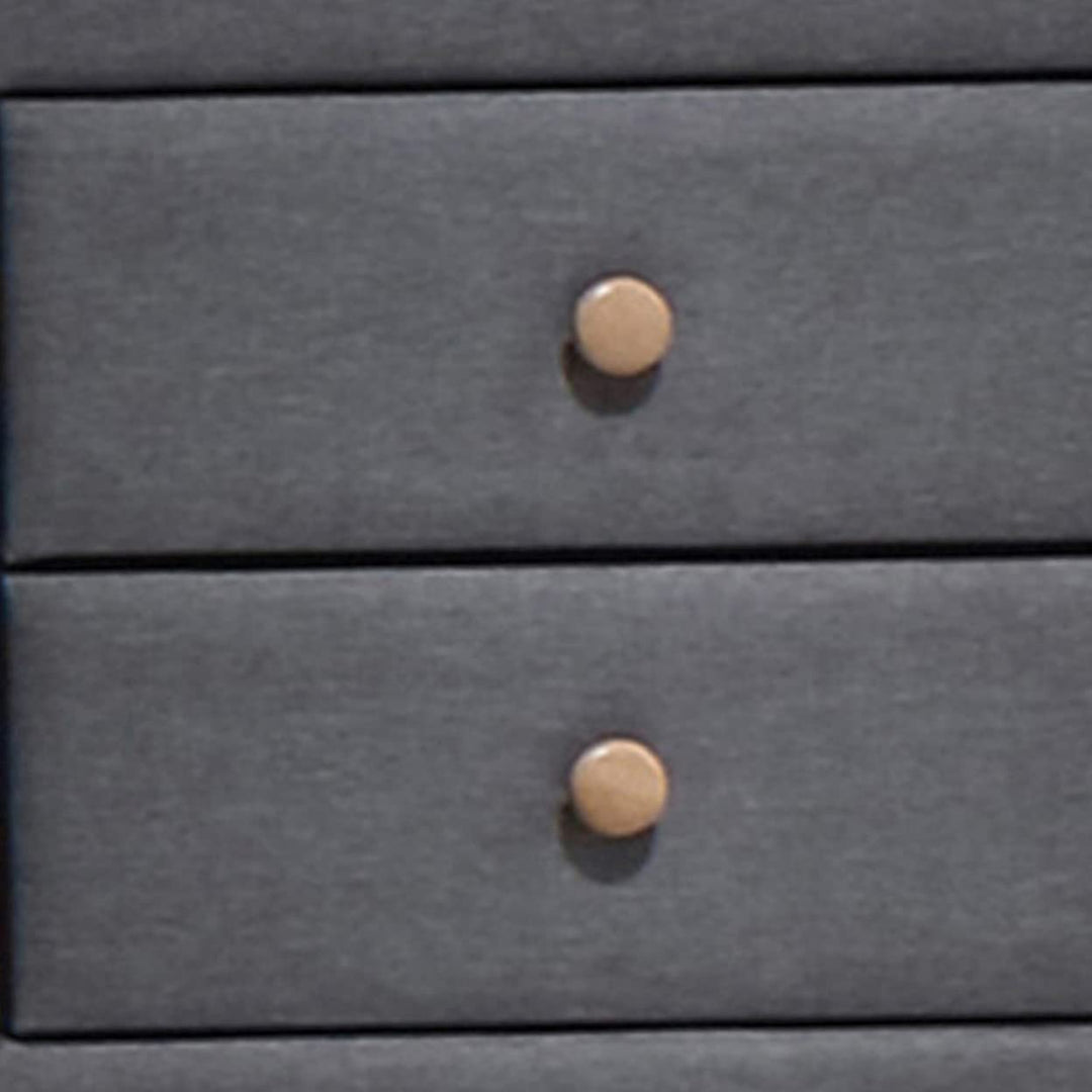 Acme Valda 2 Drawer Upholstered Nightstand in Light Gray Fabric - Diamond Home USA