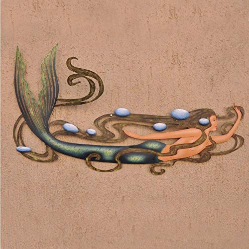 Metal Mermaid Decor Wall Art Under The Sea Nautical Themed Blue Tail Vintage - Diamond Home USA
